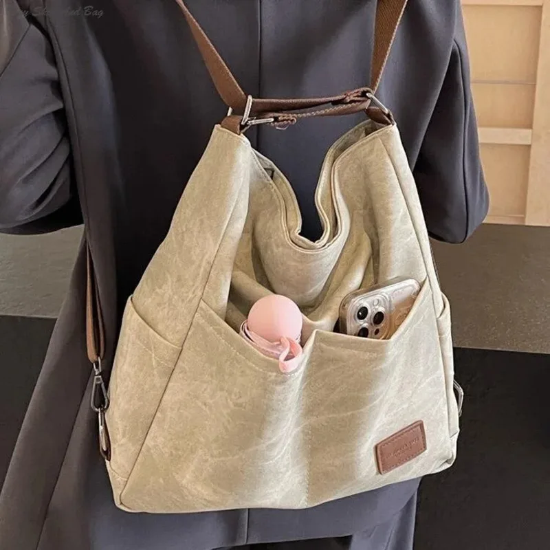 Leisure Large Capacity Mochila for Women's Commuting 2024 New Totebag Multi functional Integrated Backpack Water Bucket Bag