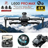 Drone professionnel 4K HD à double caméra 2026, nouveau L600 PRO MAX, GPS, 5 km, cardan 3 axes, évitement d'obstacles à 360°, quadricoptère sans balais, jouet 2