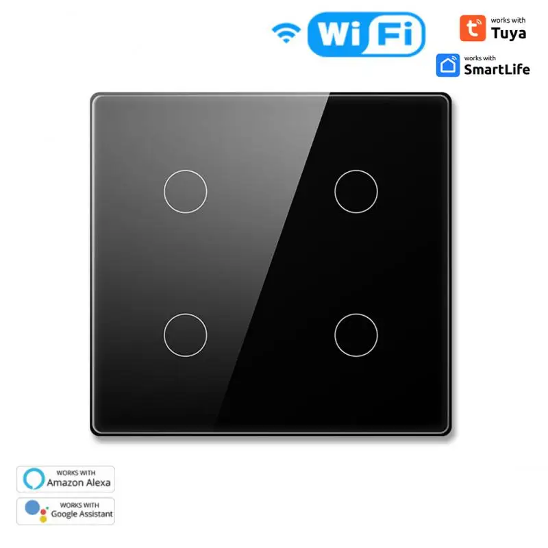 

Tuya Brazil 4x4 WiFi Wall Switch, Touch-Sensor Smart home interruptor 4/6 Gang Light Switch work with Alexa, Home