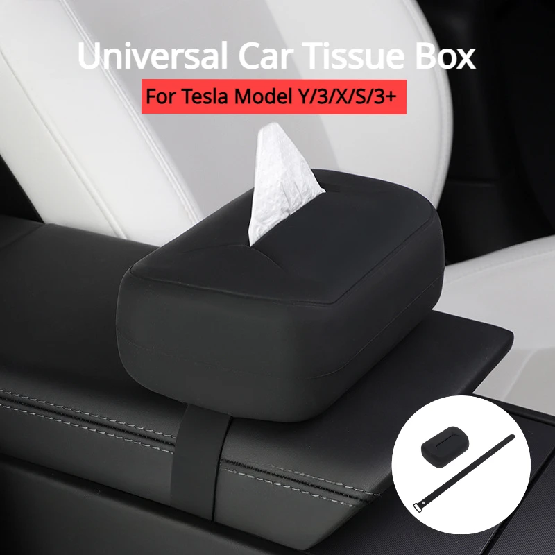 

Universal Car Tissue Box for Tesla Model Y/3/X/S/3+ Armrest Tissue Box Hidden Pendant Backrest Paper Bag Interior Accessories