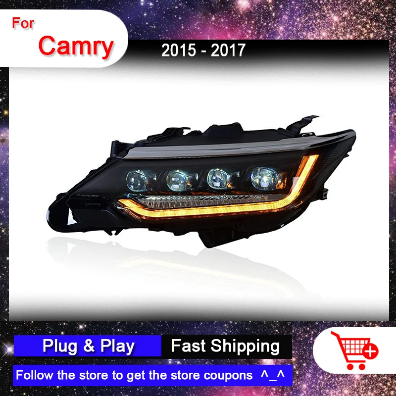 

Crystal All LED Headlights for TOYOTA Camry 2015-2017 LED DRL Dynamic Turn Signal Headlamps All LED Lamp Automotive Accessories