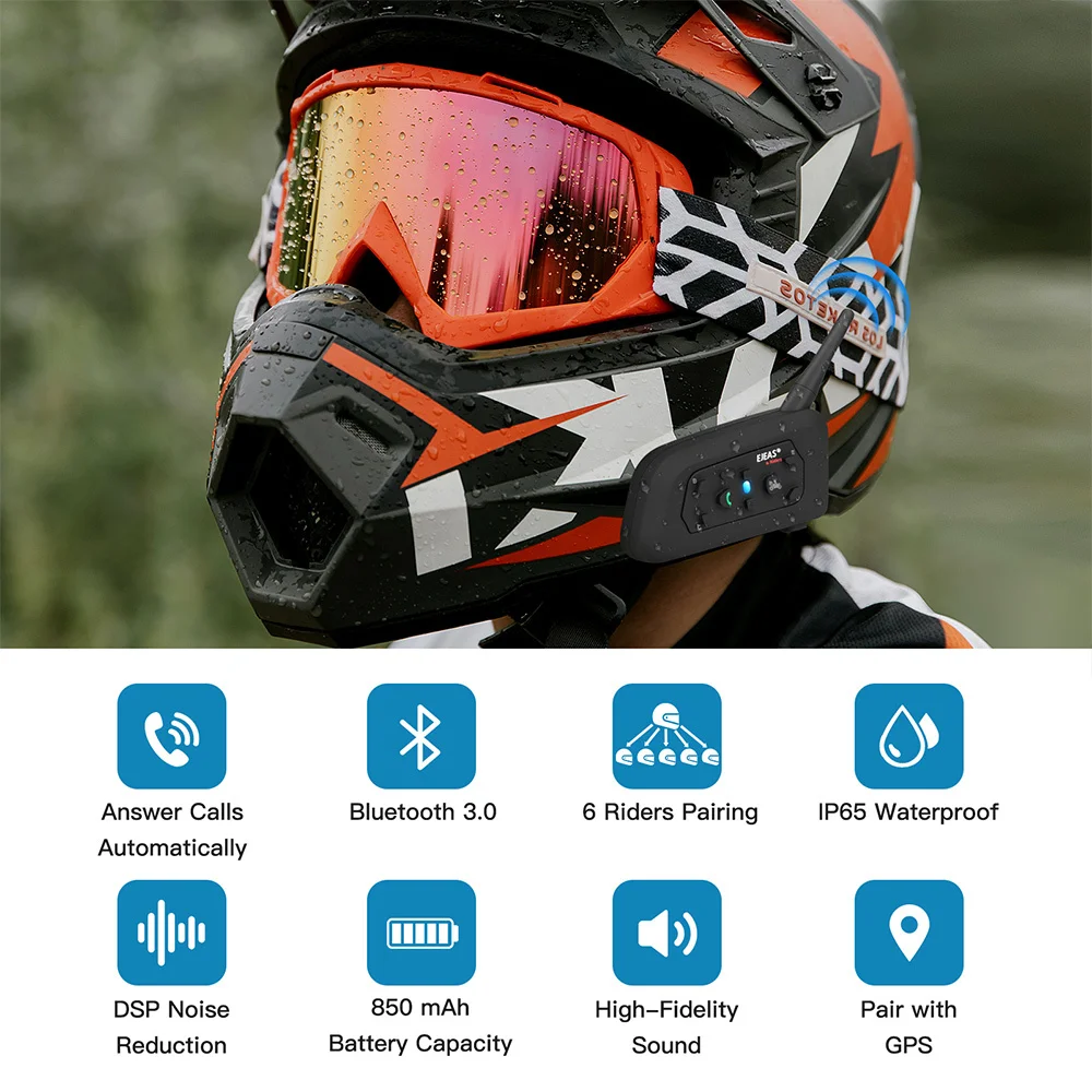 Motorcycle Intercomunicador V6 Moto Helmet Bluetooth Intercom Interphone  Headset