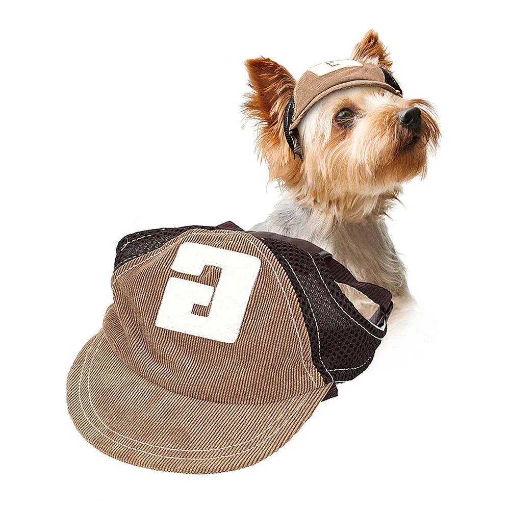 

Pet Hat with Ear Holes, Corduroy Cap, Sports Baseball, Adjustable Buckle Design, Outdoor Wear-Resistant Dog Cap