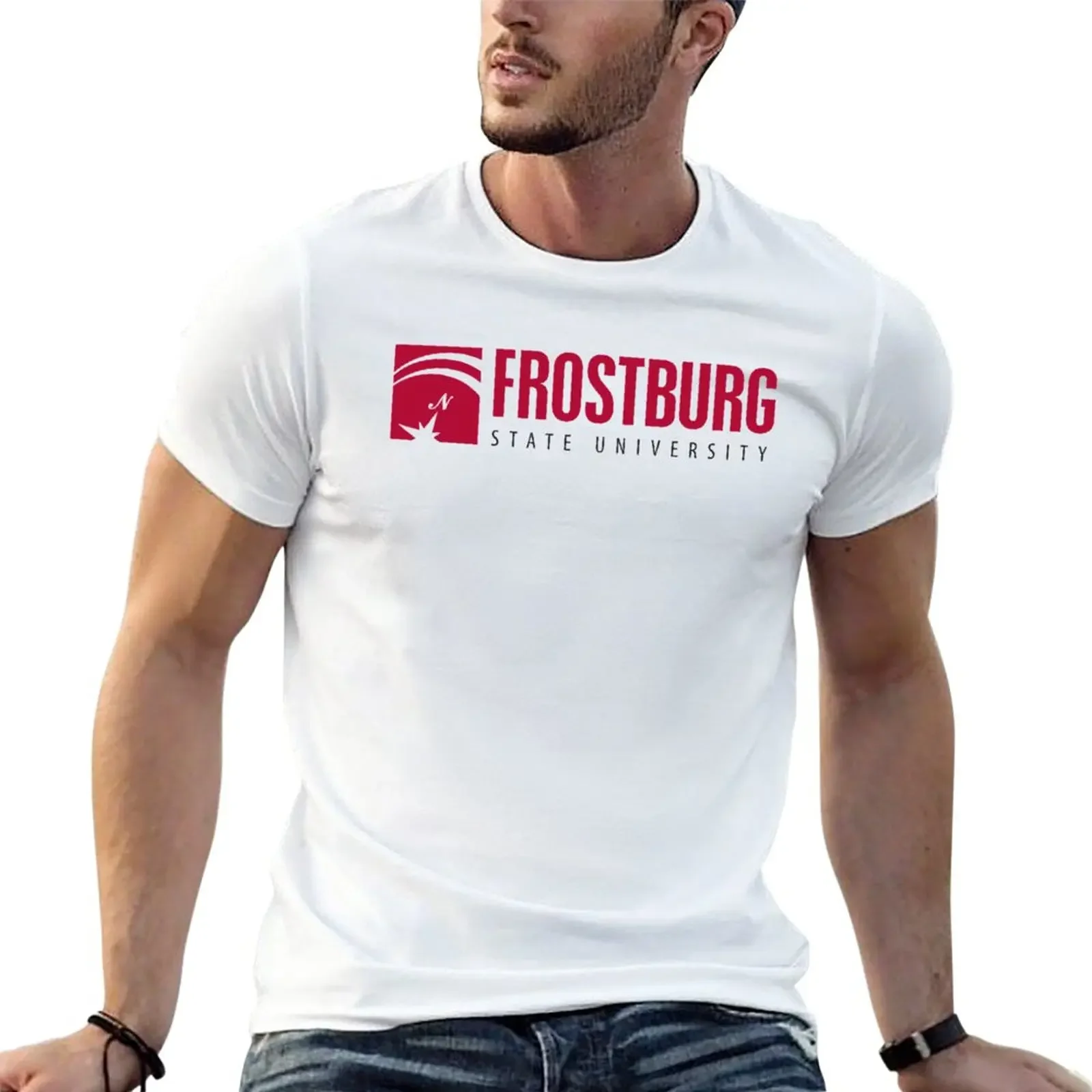 

Футболка Frostburg с государственным логотипом, мужская одежда в эстетике, черные Большие и высокие футболки