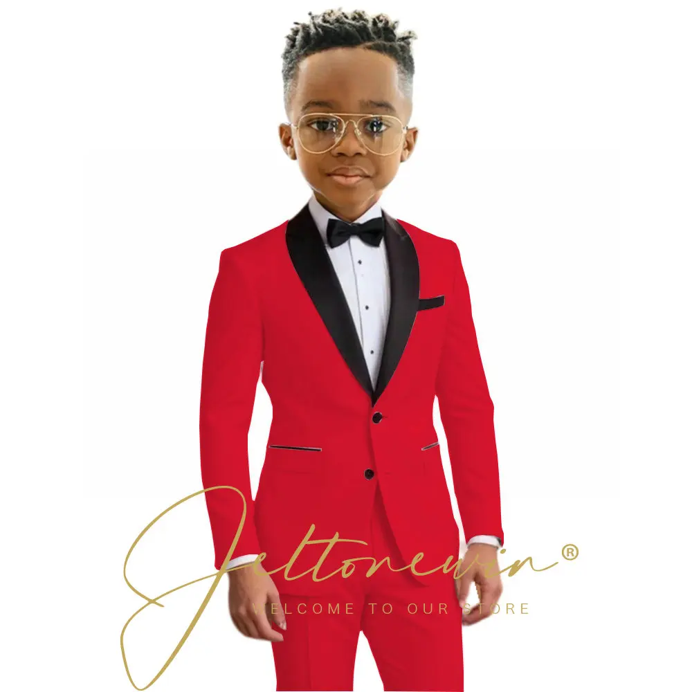 Charming Pink Boys' Two-Piece Formal Tuxedo Set with Shawl Lapel Blazer and Slim Fit Pants