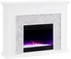 Torlington Indoor Electric Fireplace with Mantel, Color Changing LED Flame, White/Gray Marble 2