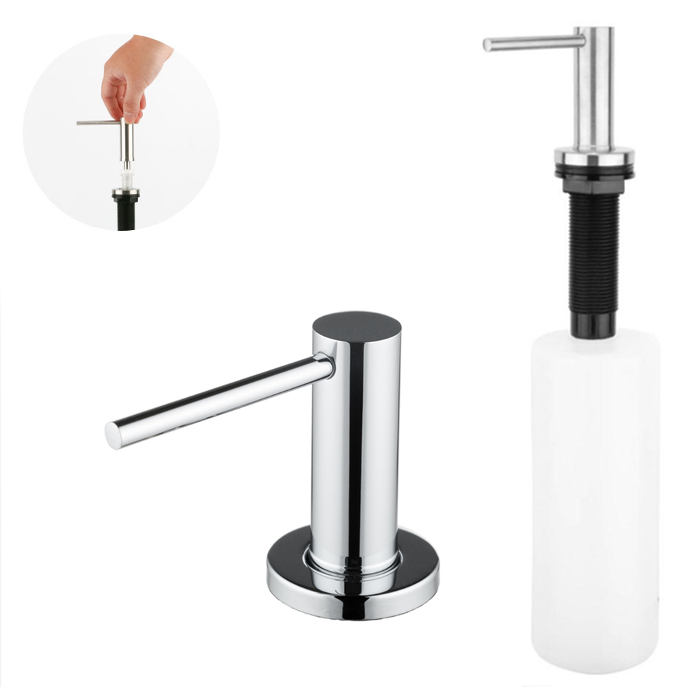 Liquid Soap Dispensers With 500ml Bottle Stainless Steel Pump For Kitchen Sink Built In Chrome Soap Dispenser Sink Accessories