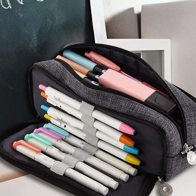 ANGOO astuccio grande capacità 3 scomparti astuccio in tela per studenti  delle scuole delle ragazze dei ragazzi, B - AliExpress