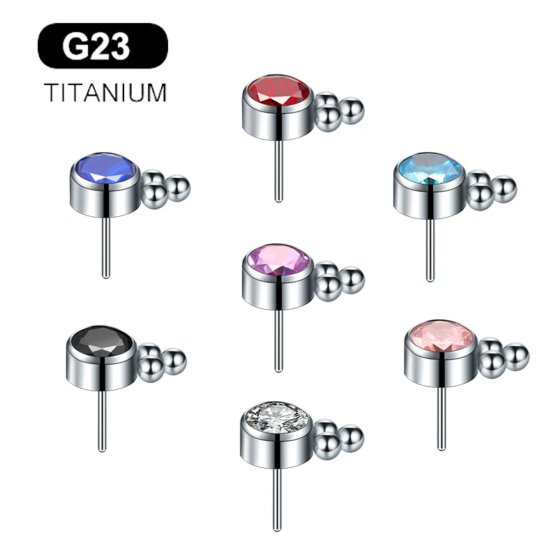 

G23 Titanium Bead Cluster Surgical Metal Industrial Piercing Zircon Unthreaded Micro Dermal Spare Replace Stud Body Jewelry 2022