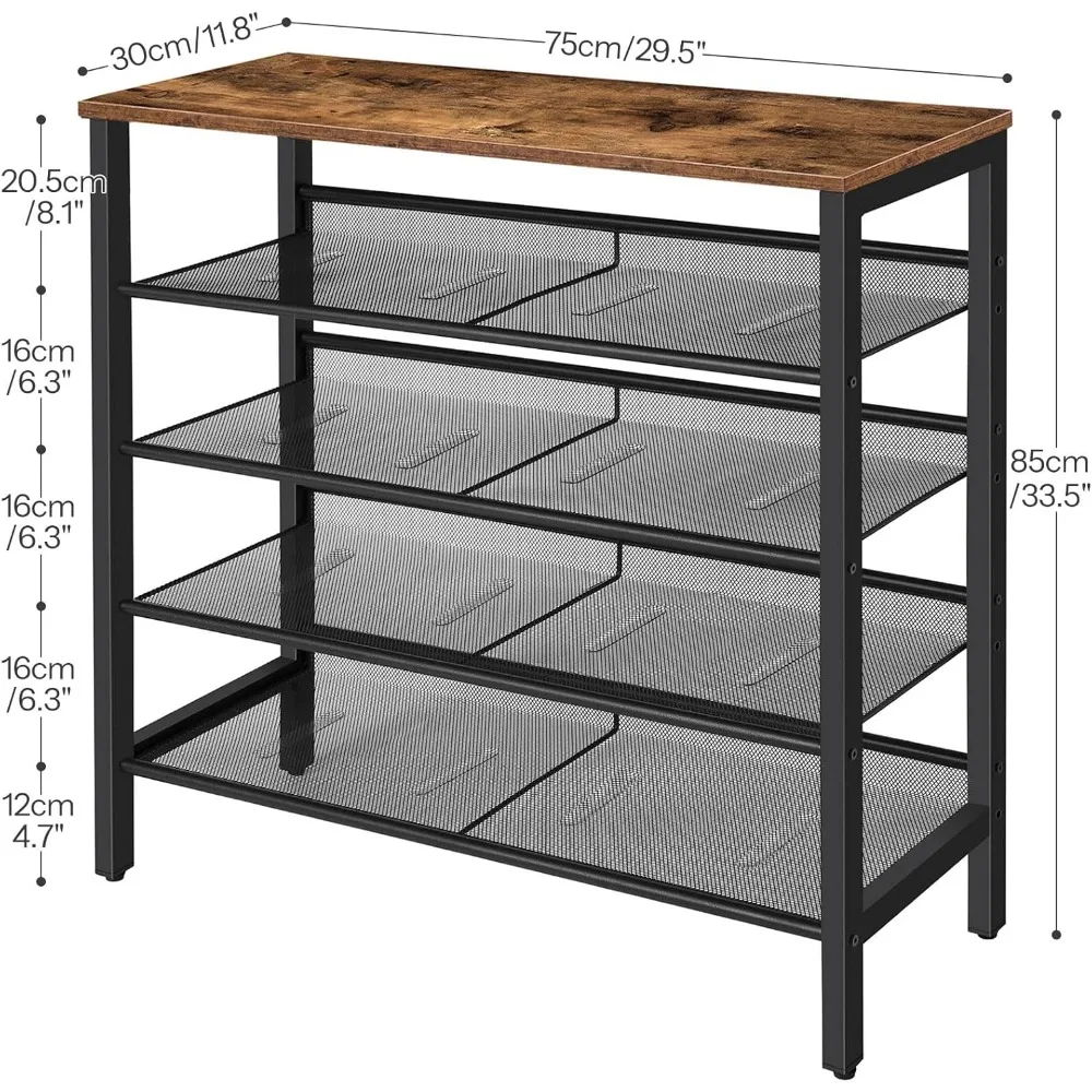 5-Tier Shoe Storage Unit Flat & Slant Adjustable Shoe Organizer Shelf for 16 Pairs, Durable and Stable, Shoes Cabinets 3