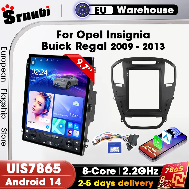 Radio de coche de 9.7 pulgadas para Opel Insignia Buick Regal 2009 - 2013 Carplay Android Auto Multimedia Navegación GPS Pantalla QLED Estéreo 1