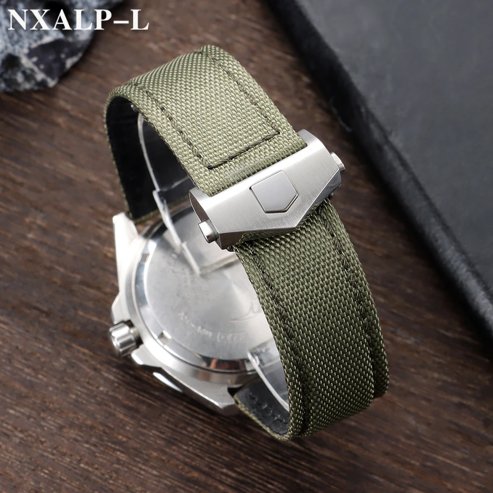 Durable Nylon Canvas Leather Watch Strap for Folding Buckle Bracelet