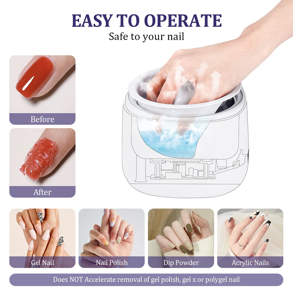 Electric Nail Polish Removal Machine Nail Polish Soaking Bowl Steam 5-Finger Inner Liner Steamer Heating UV Gel Remover Soak