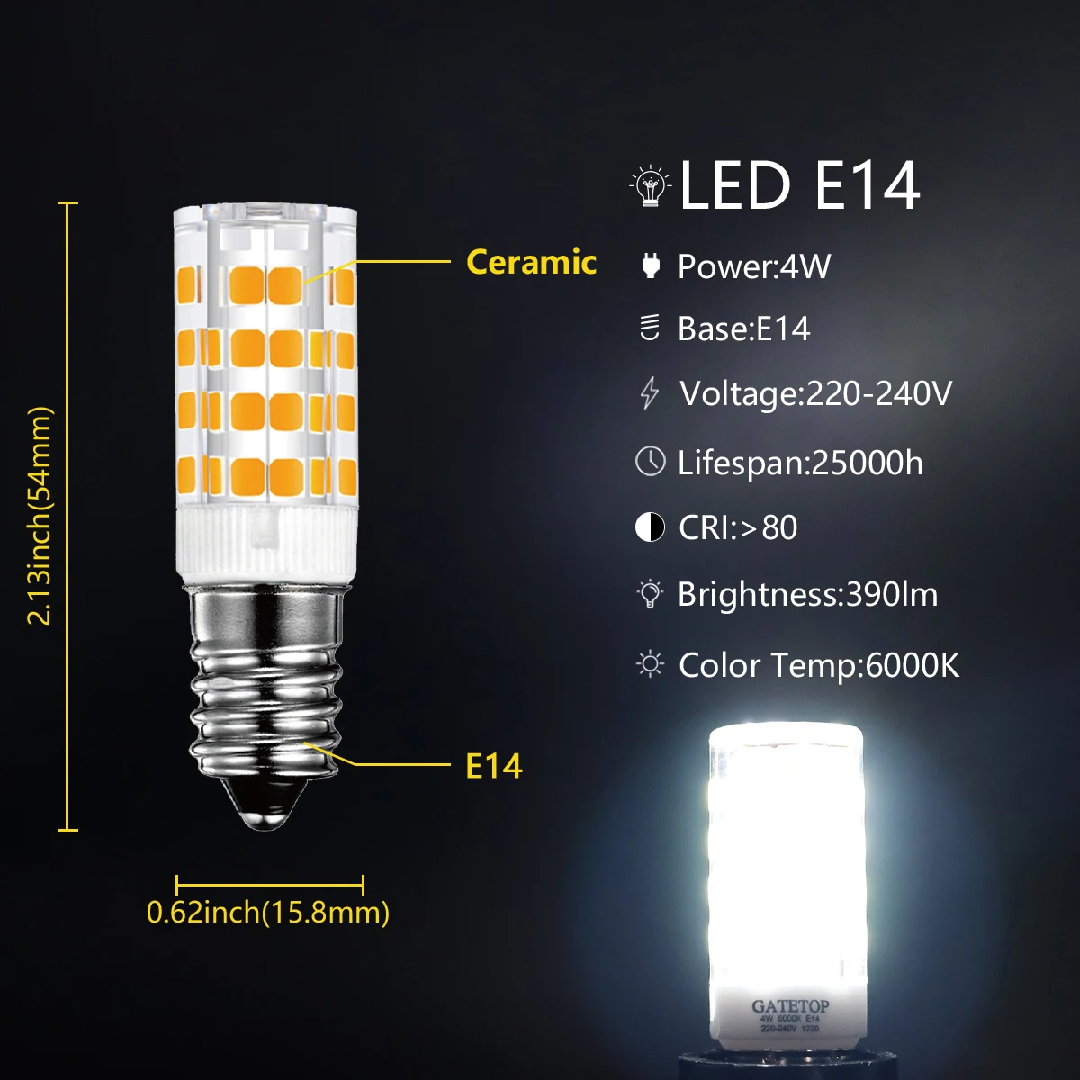 E14/E12 Dimmable LED Fridge Light Bulb 6000-6500K Refrigerator Corn Bulb  Lamps