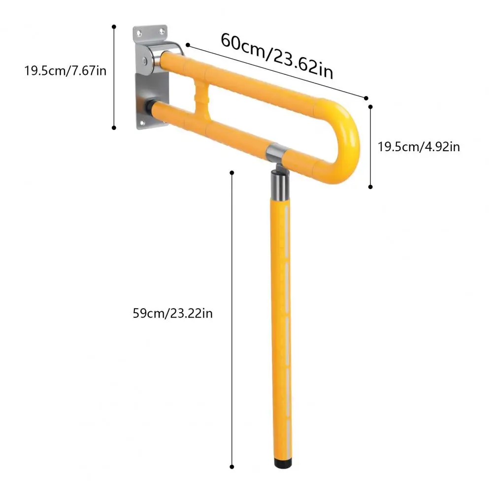 24.4 Inch Handicap Grab Bars, Foldable Toilet Grab, Flip-Up Toilet Safety Rail, Foldable Grab Bar With Particle Texture