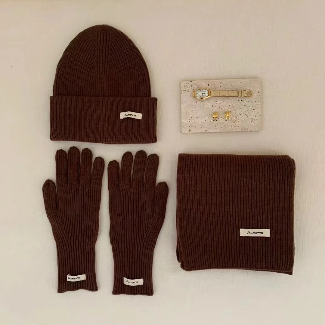 Women's Knitted Hat Scarf Glove Set Autumn Winter