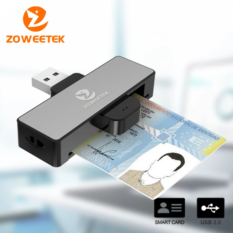 Zoweetek Lecteur de carte à puce d'identification USB-A Chri électronique pour puce DNIE ZW-12026-4 de carte à puce