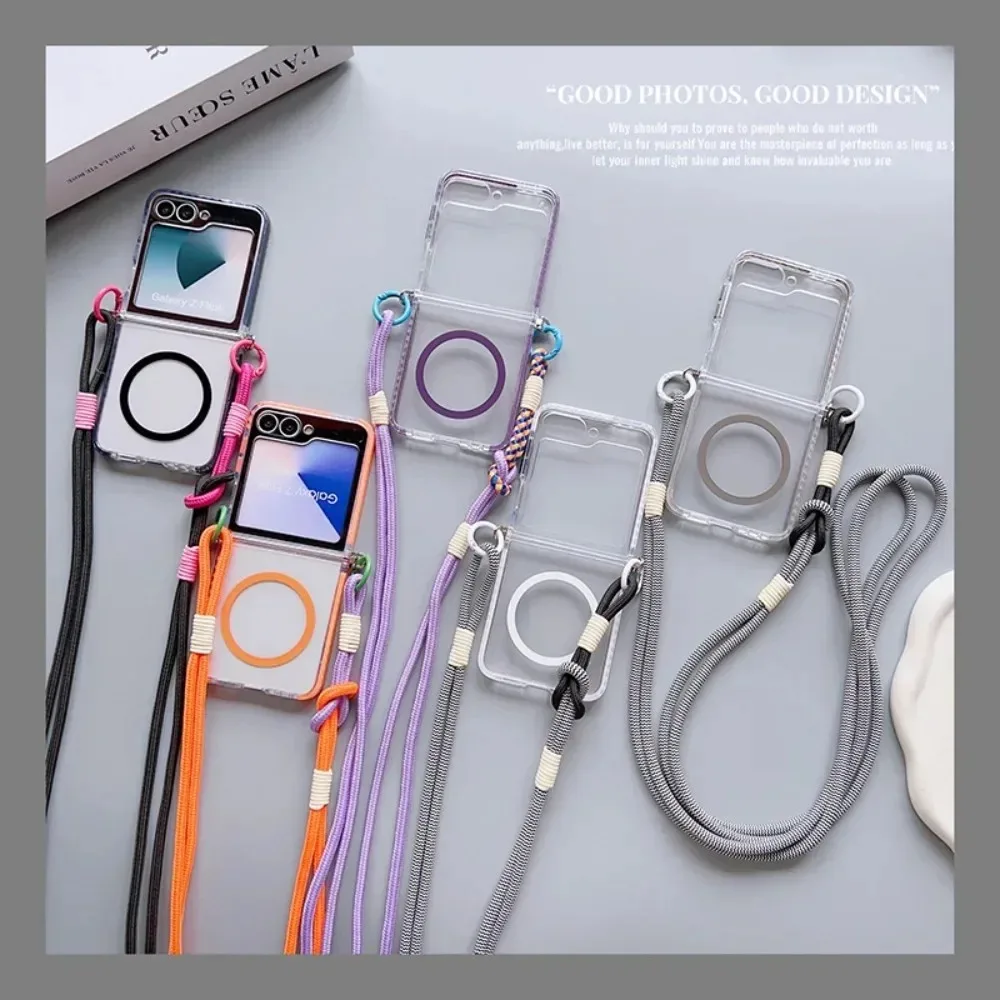 Magnetic Crossbody Lanyard Phone Case with Transparent Dual-Color Design