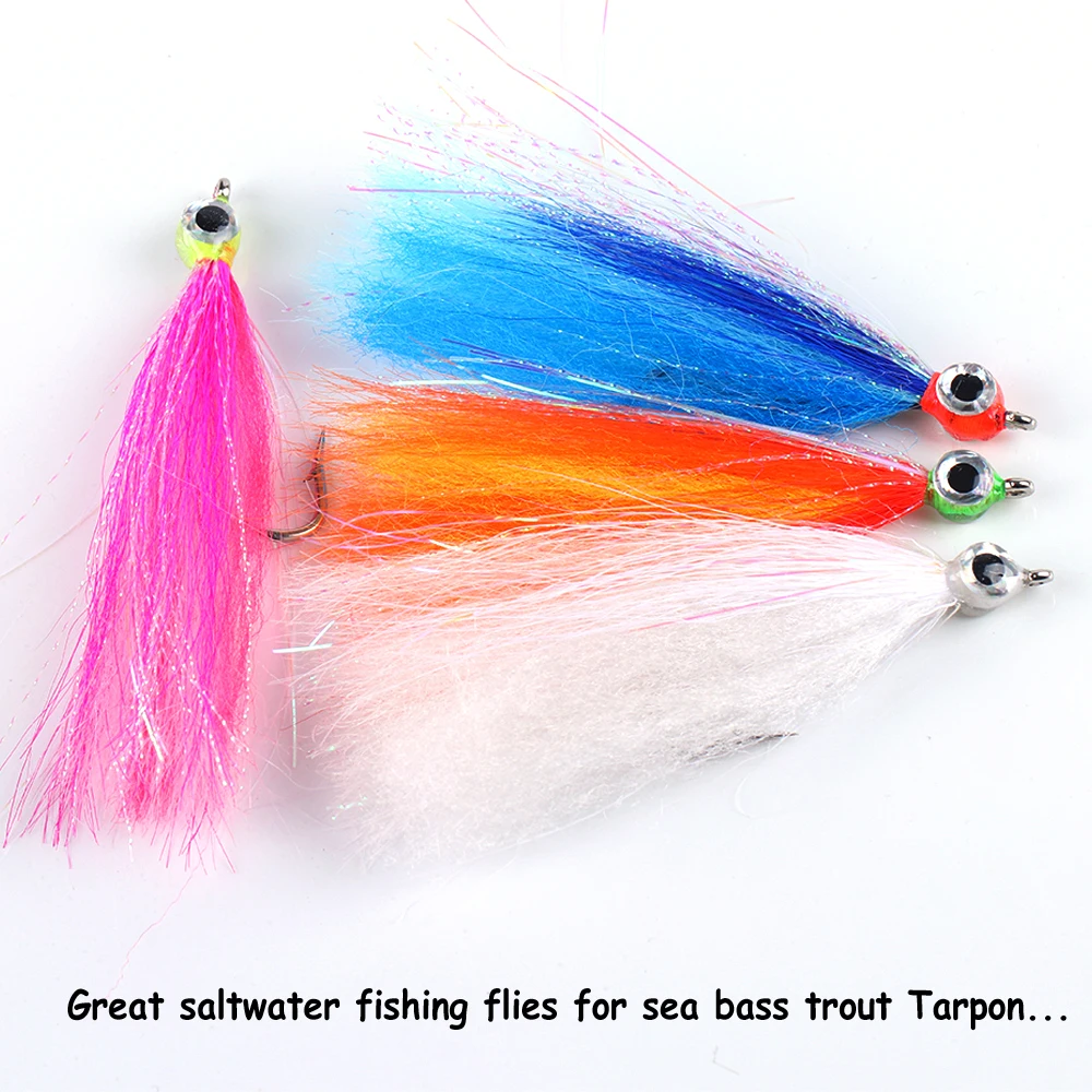 Flash-N-Slinky Fly Tying Fiber - 12" Hank For Saltwater Baitfish & Streamers (8 Colors)