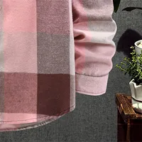 Male Casual Autumn Large Plaid Print Shirt Hooded Long Sleeve Shirt slim fit Art 3d Digital Print Flower Retro Solid Shirts - Image 3