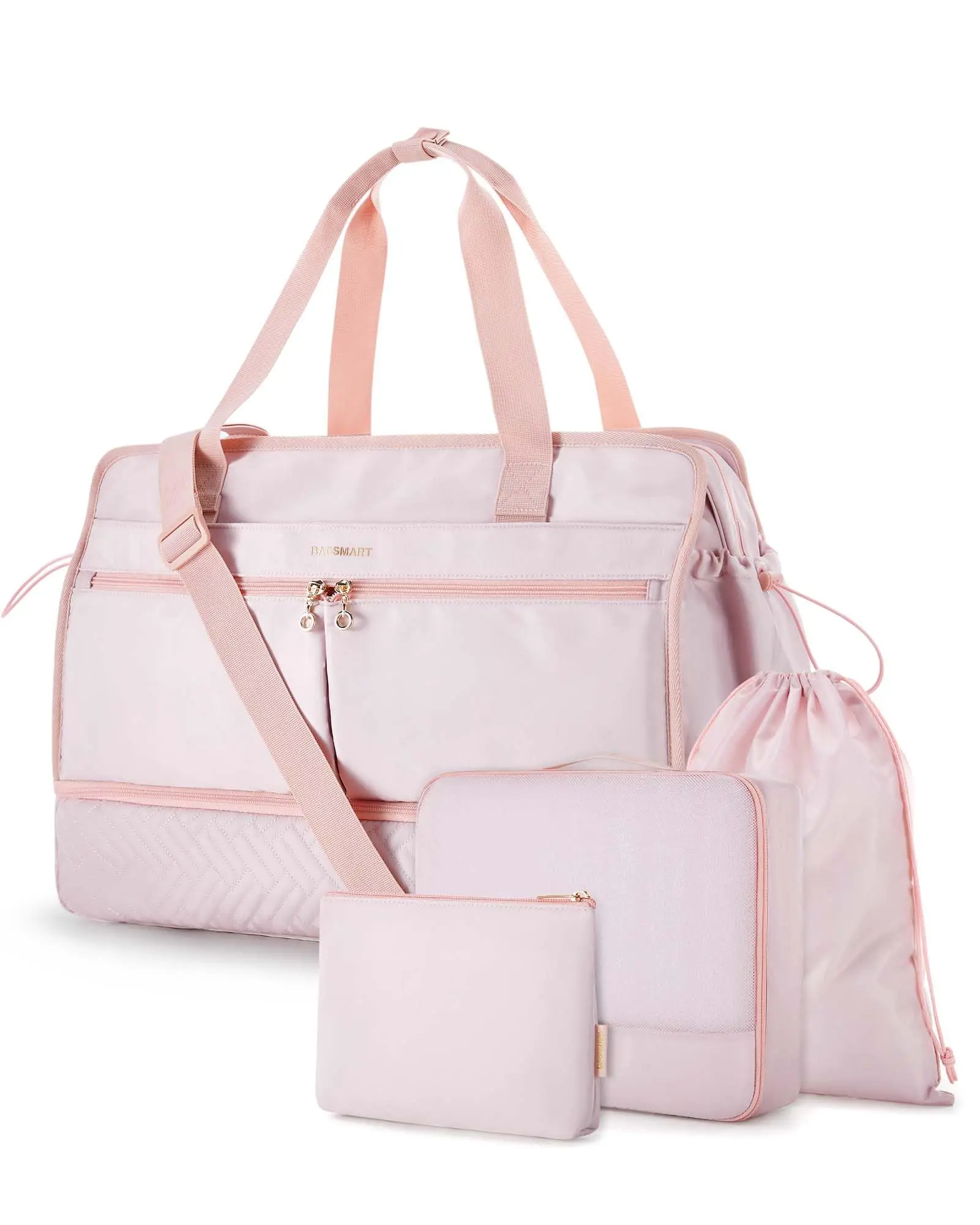 

Women's 40L Weekender Bag - Carry-On Overnight Duffel for Travel or Gym, with Shoe Compartment.