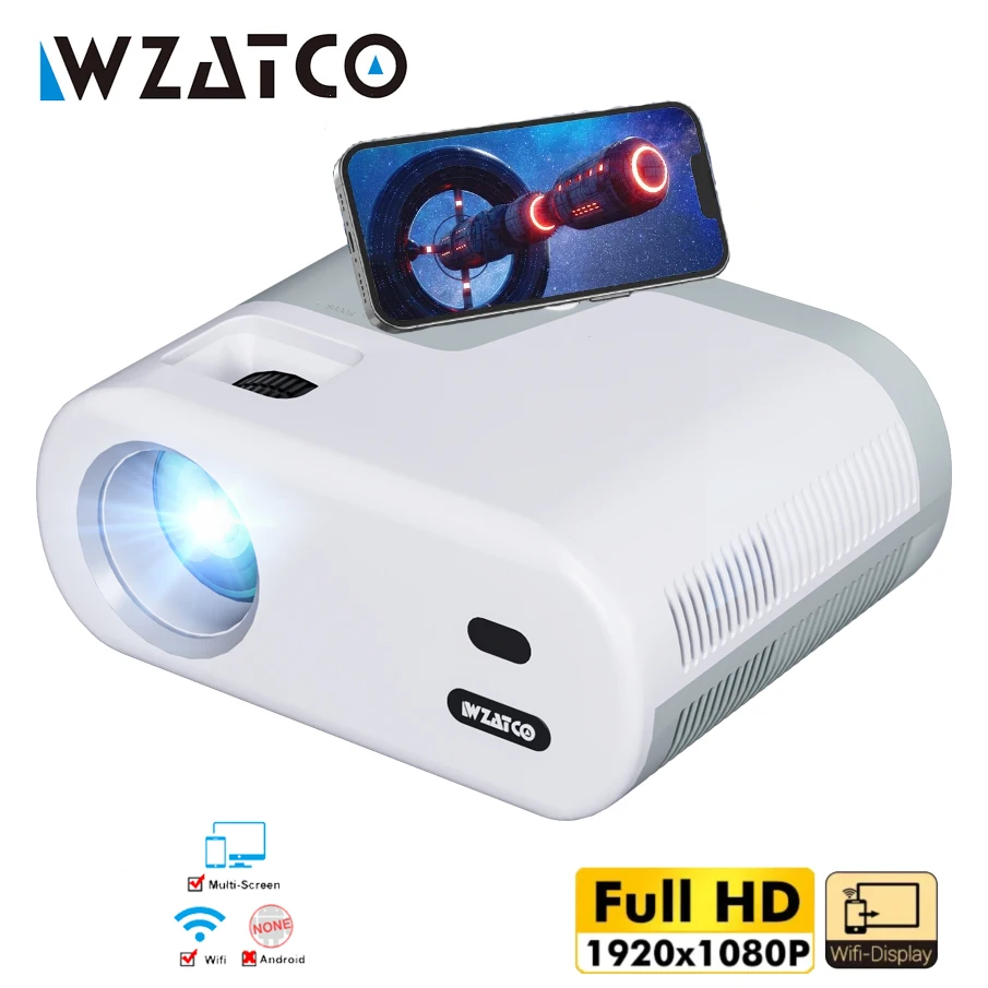 WZATCO Mini Projector WiFi 5 Mirror Screen Bluetooth Support Full HD 1080P 4K LED