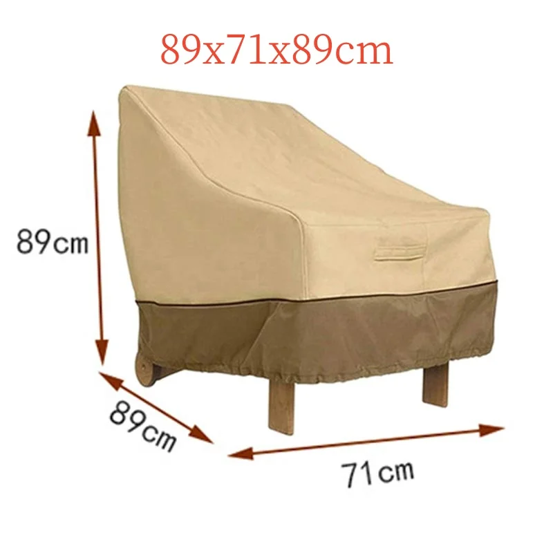 210D Outdoor Sofa Chair Cover Single Person Rice Coffee Color Matching for Garden Sun Protection