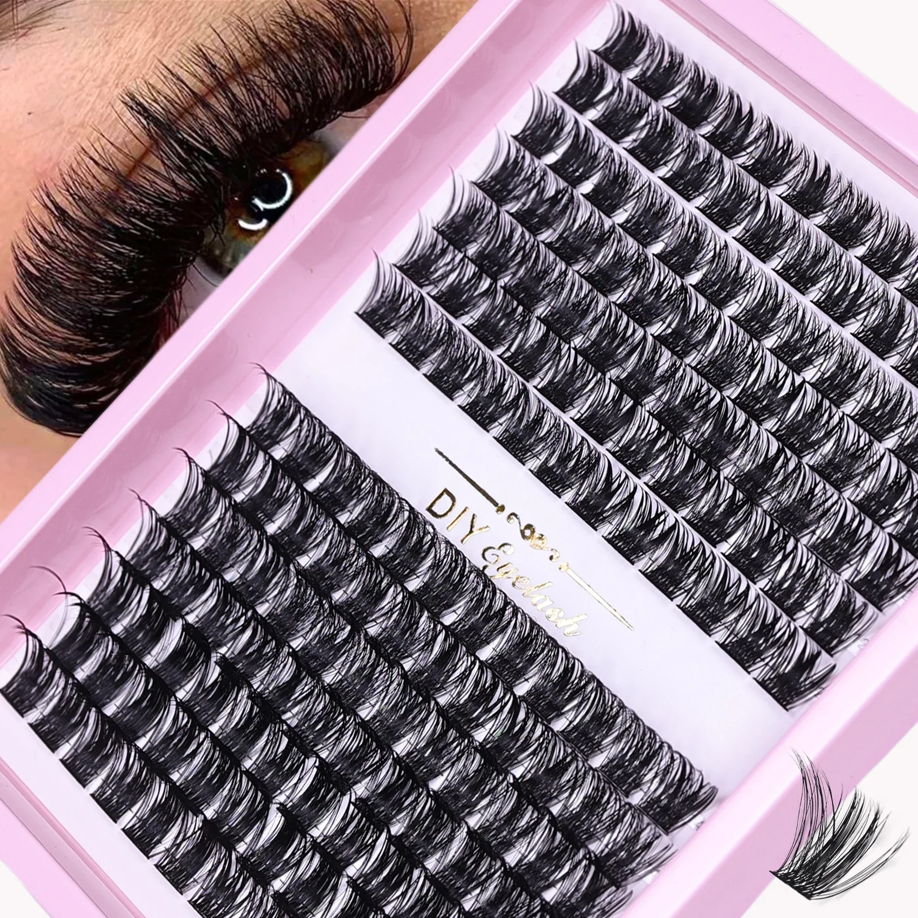 Wimperncluster, 168 Stück, Cluster-Wimpern, 10–16 mm, Wispy, individuelle Wimpern, natürlicher Look, D-Locken-Cluster-Wimpern, DIY-Wimpern