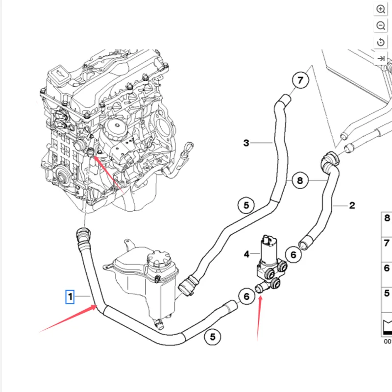 64216928590 Cooling water hose for radiator BMW E81 E87 116i 118i 120i E90 E91 316i 318i 320i X1 E84 N46