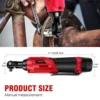 Feytory 200Nm Cordless Ratchet Wrench Set 90° with 2 x 1500mAh Lithium-Ion Batteries, 3/8'' Angle Wrench with 7pcs Sockets Set 2