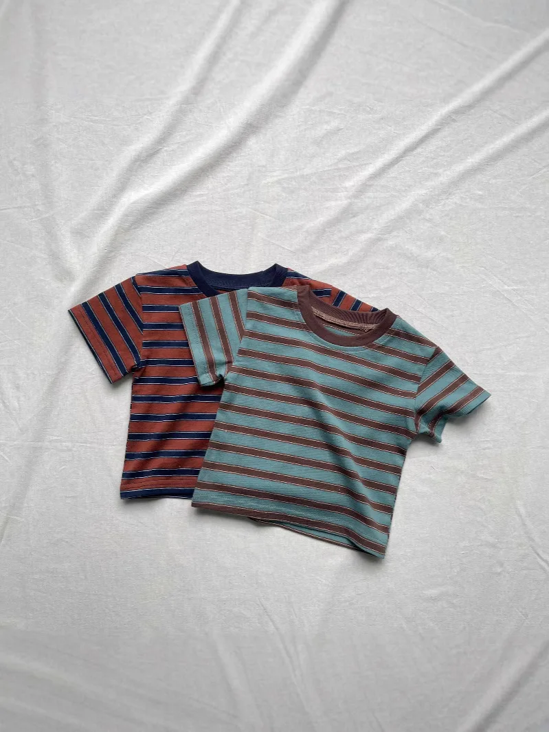 Summer New Baby Short Sleeve T Shirts Infant Casual Striped Tops Toddler Boys Girls Tee Cotton Children Clothes