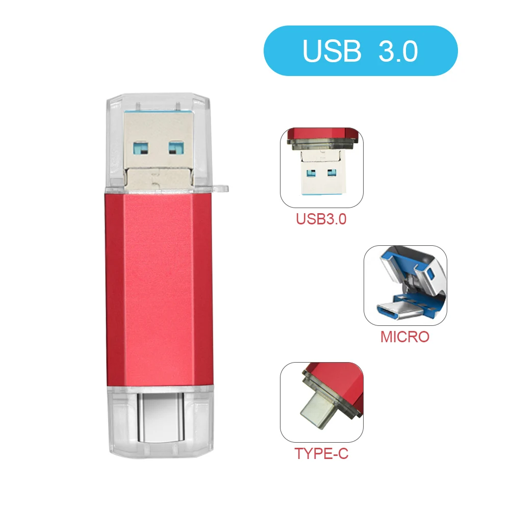 usb flash drive flash drive USB3.0 OTG USB Flash Drive 3 in 1 for iPhone/iPad/Android/PC/Type-C 128GB 64GB 32GB 16GB