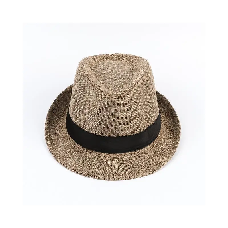 Men's Fashion Top Hat Cotton Linen Solid Jazz Hat Men's English Gentleman Hat Versatile Casual Sunshade Four Seasons Hats Gifts
