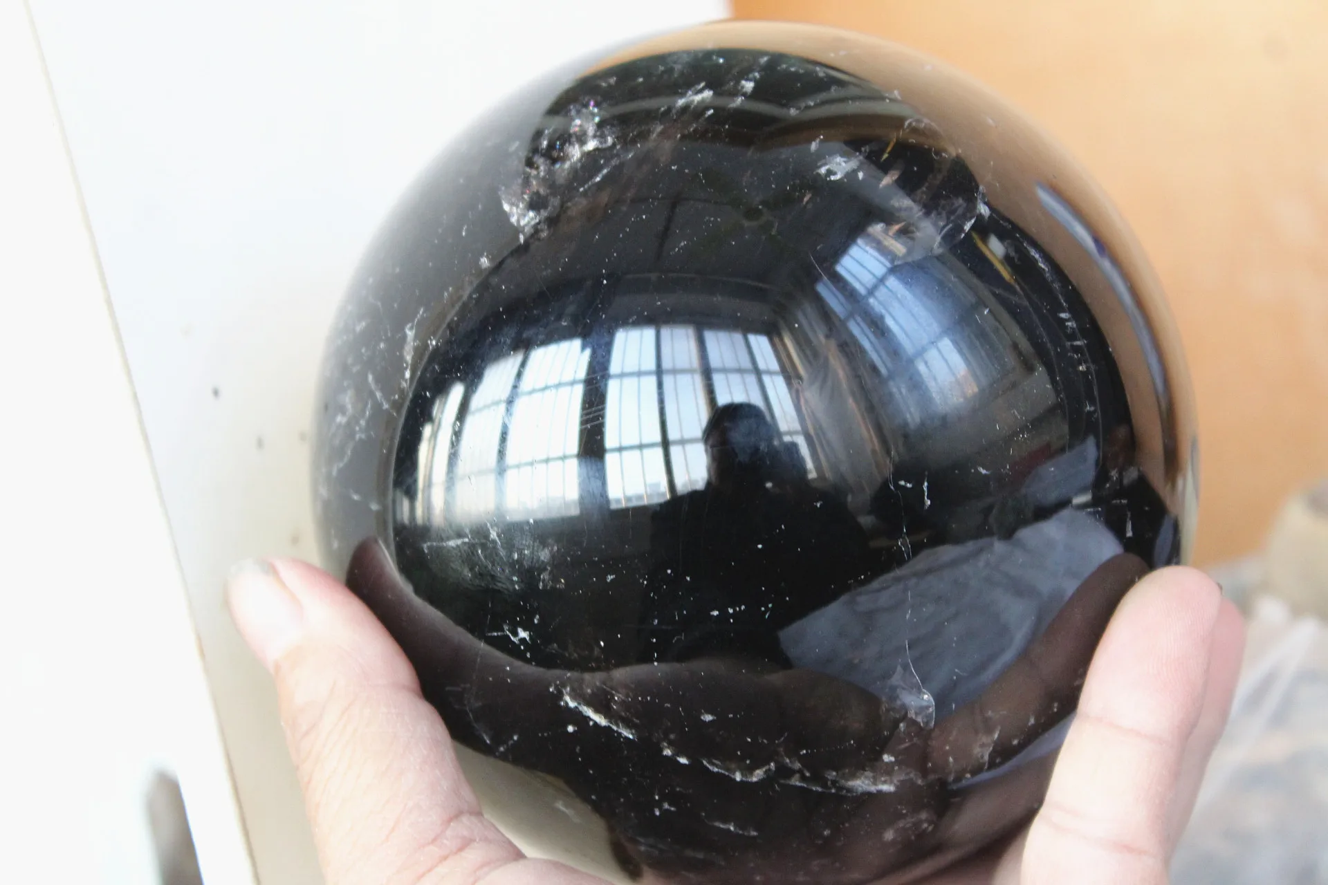 

6.83LB Natural black smoky Quartz ball hand carved Crystal Sphere reiki Healing