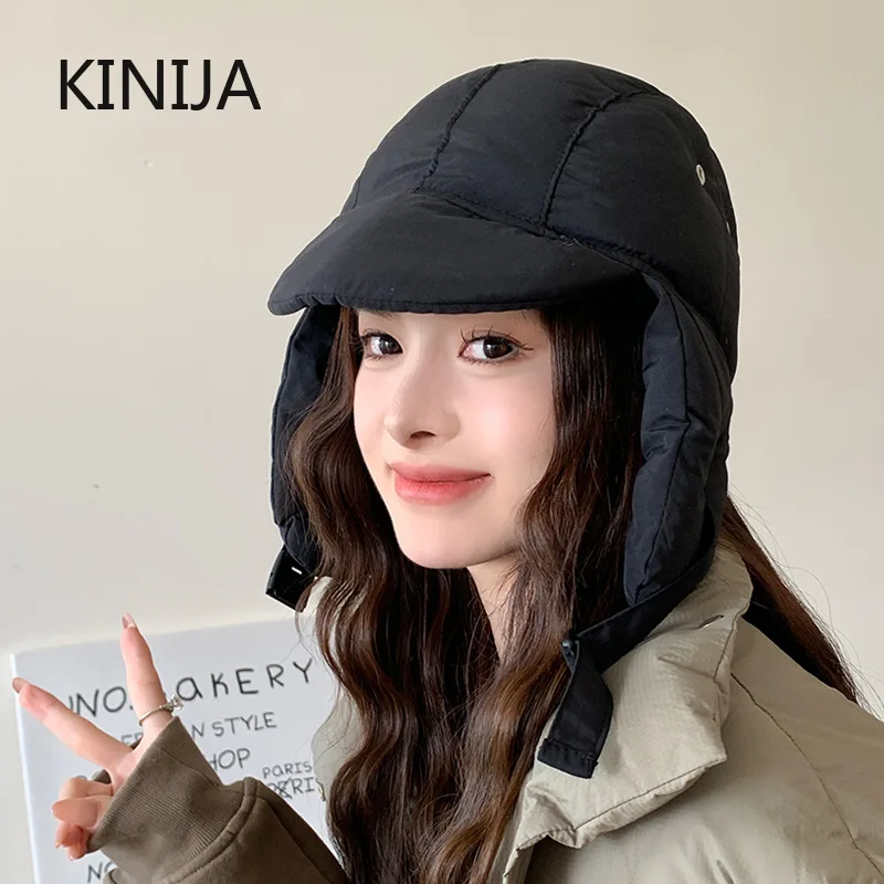 Down Filled Lei Feng Cap Girls Winter Hat Ear Protection Outdoor Mountain Climbing Cycling Skiing Windproof Snowproof Hat Youth