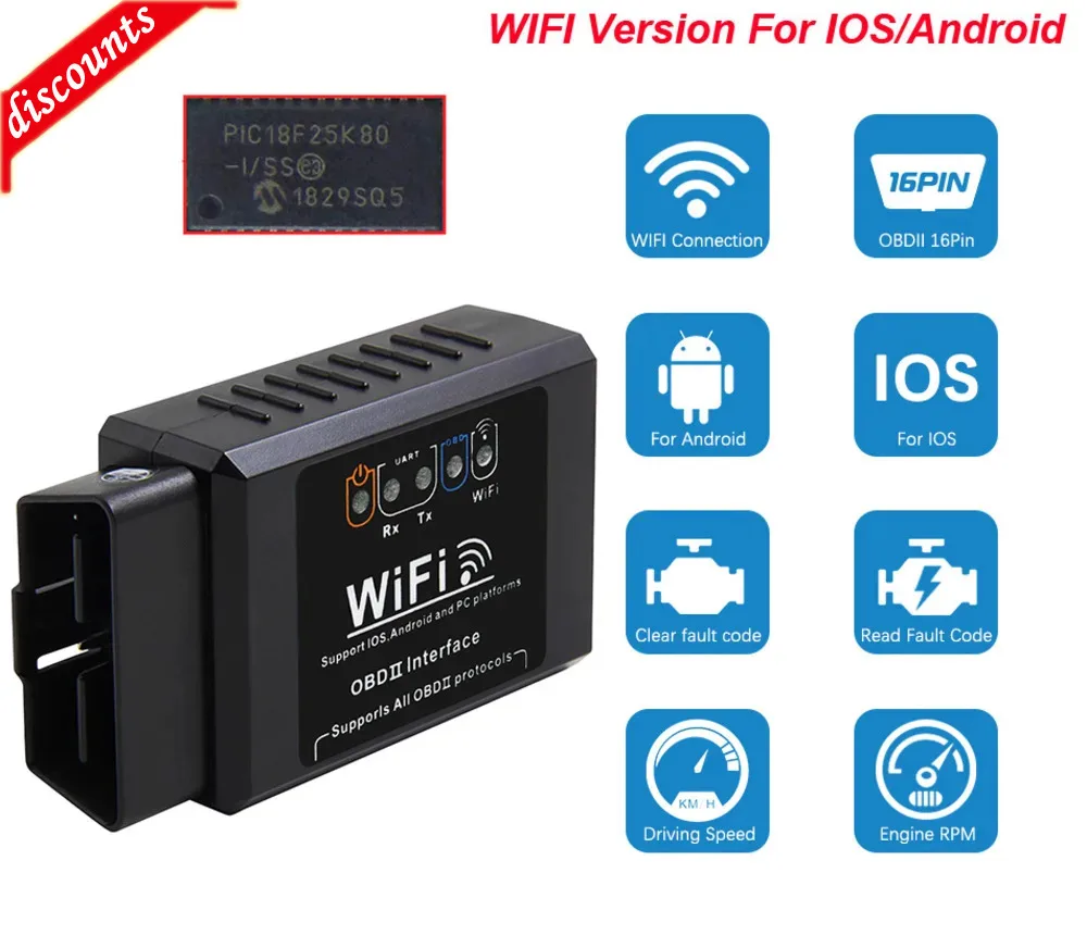 

Сканер Elm327 V1.5 OBD2 Wifi PIC18F25K80 Wi-Fi Odb2 для Android/IOS ELM 327 в 1 5 адаптер OBD 2 OBD2 автомобильный диагностический инструмент