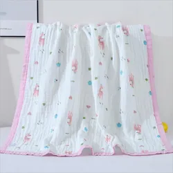 Promotional Muslin Cotton Baby Blanket Newborn Kids Plaid On The Bed Big Discount Infant Gauze Bath Towel 110x110cm