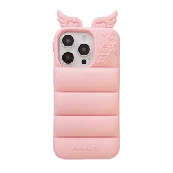 Sophisticated Love Heart Wing Silicone Phone Case - iPhone 15 (Pink)