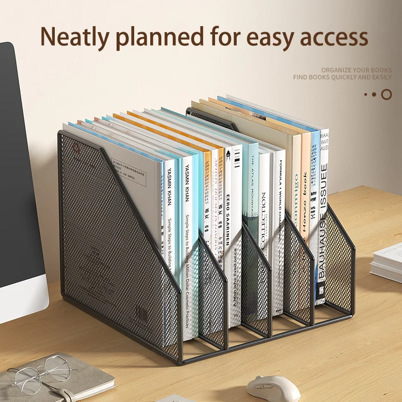 Metal File Rack Office Desk Shelf Standing Desktop File Folder File Box File Storage Box Data Rack Stationery Organizer File 4
