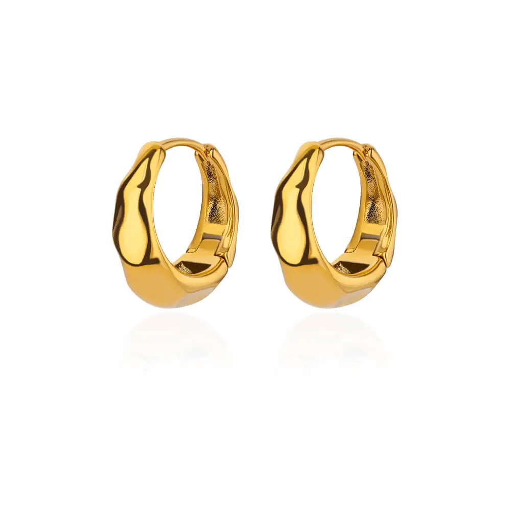 Steel Earrings Irregular Texture Gold for Women Jewelry Accessories Gift