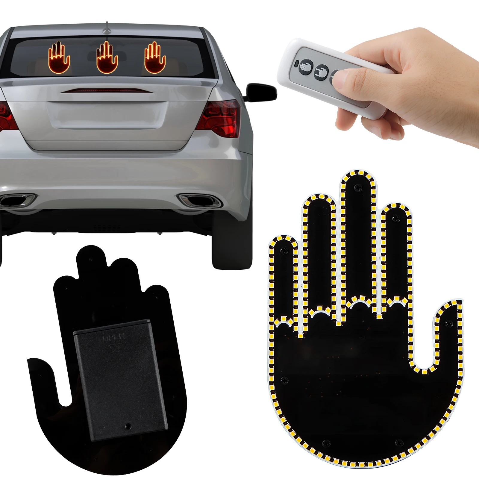 

New Car Finger Light with Remote Control 3 Gesture Mode Car Hand Gesture Sign Battery Powered Car LED Sign Hand Cool Car LED