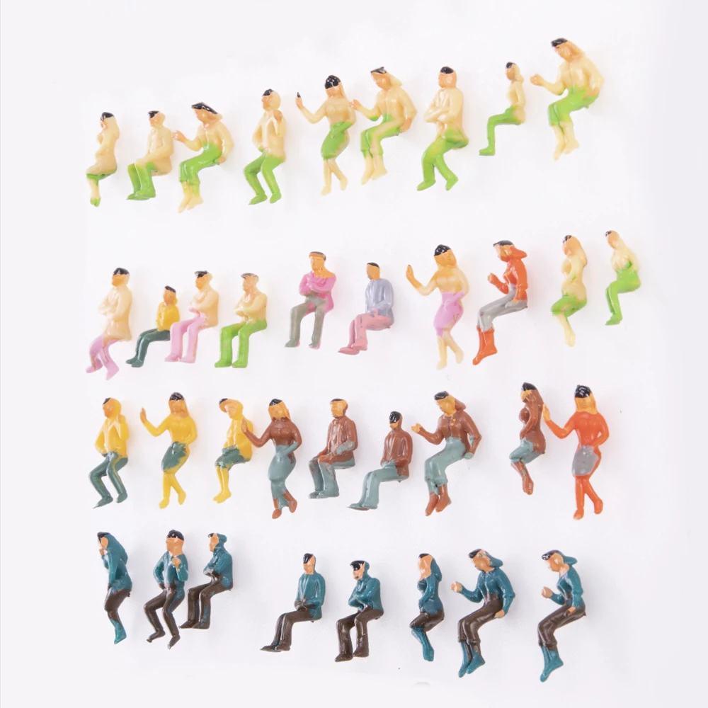 20pcs 1:75 Miniature People ABS Seated Sitting Painted Figures Railway Train Layout Architecture Building Layout for Diorama 3