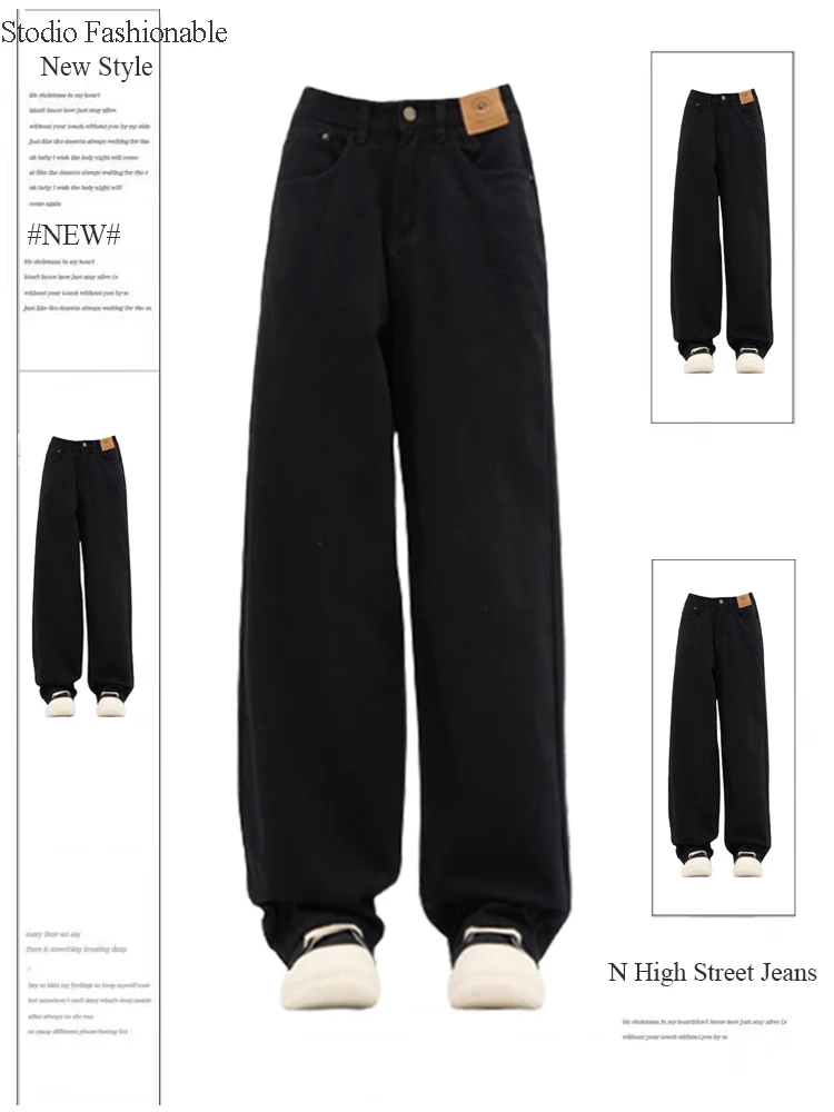 

Женские черные готические мешковатые джинсы, винтажные уличные брюки в стиле 90-х, джинсовые брюки в стиле Харадзюку, ковбойские брюки, одежда в стиле 1920-х