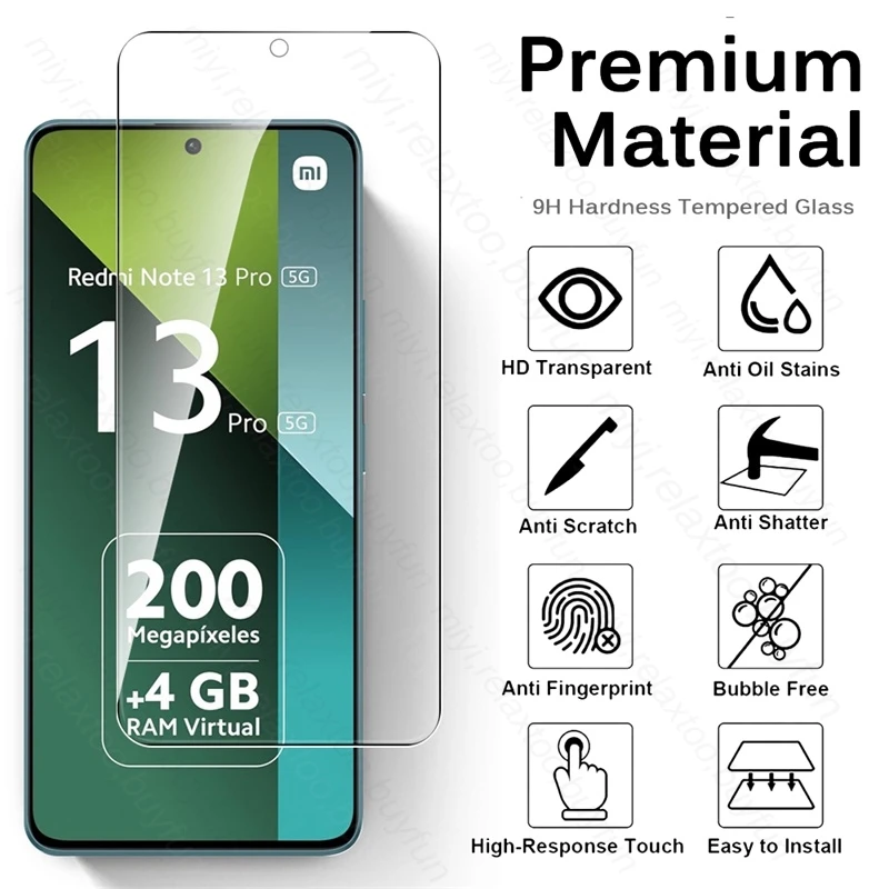 Premium 4-in-1 Tempered Glass Case with Screen Protector and HD Film