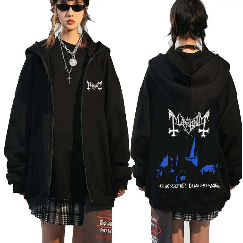 Mayhem De Mysteriis Dom Sathanas Zipper Hoodies Death Metal Gothic Hoodie Männer Frauen Übergroße Zip Up Jacke Fleece Sweatshirts