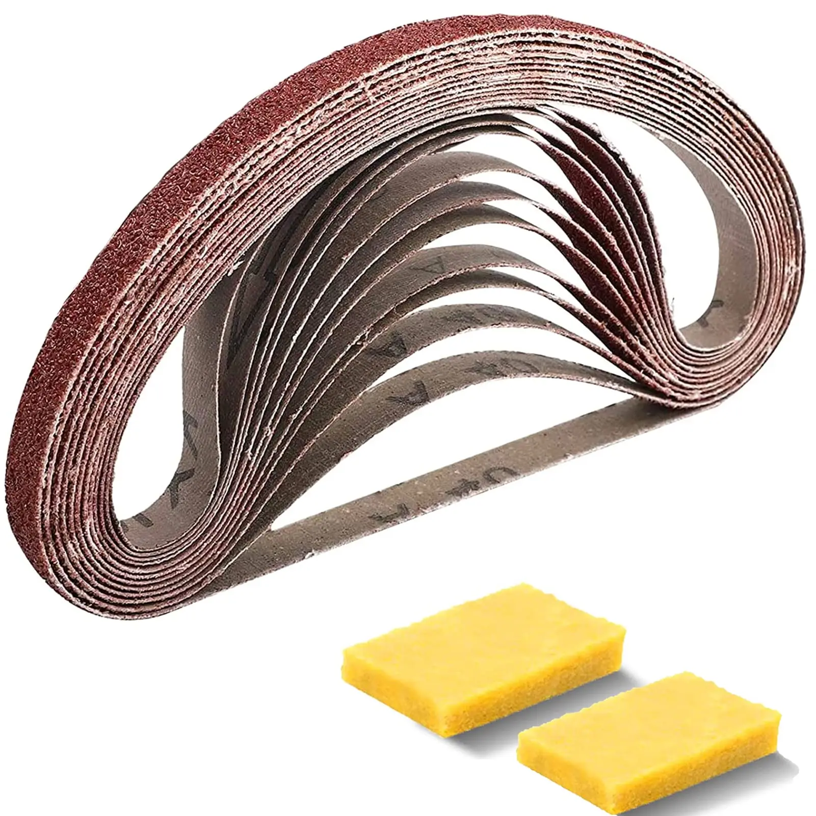 1/2 x 13 Zoll Schleifband, 30 Stück, Körnung 60–240, sortiertes Schleifpapier, 2 Stück Reinigungsradierer für Bandschleifer, Metallfarbe, Holzschleifen – Detail 1
