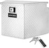 29 Inch Aluminum Diamond Plate Tongue Box Tool Chest, Waterproof Under Truck Storage for Pick Up Truck Bed, RV Trailer, A 1