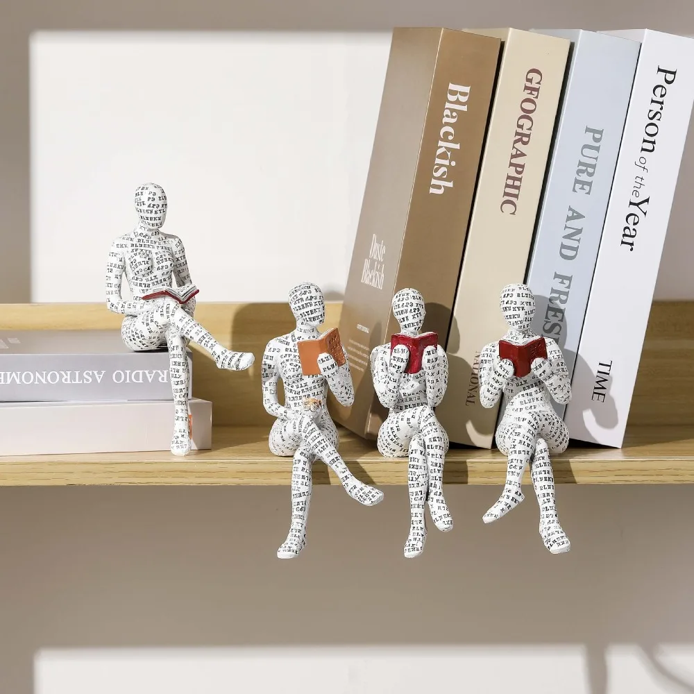 Mini Lesende Frau Figur Denker Stil Harz Kunst Skulptur Nordic Moderne Einfache Abstrakte Skulpturen Desktop Dekoration