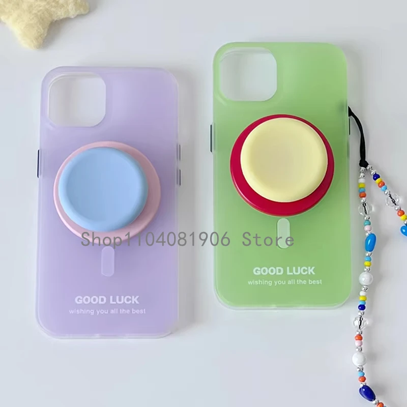 귀여운 Coloful 실리콘 라운드 마그네틱 홀더 그립 Tok Griptok 전화 스탠드 홀더 패드 Magsafe Smart Tok 용 iPhone 15 지원
