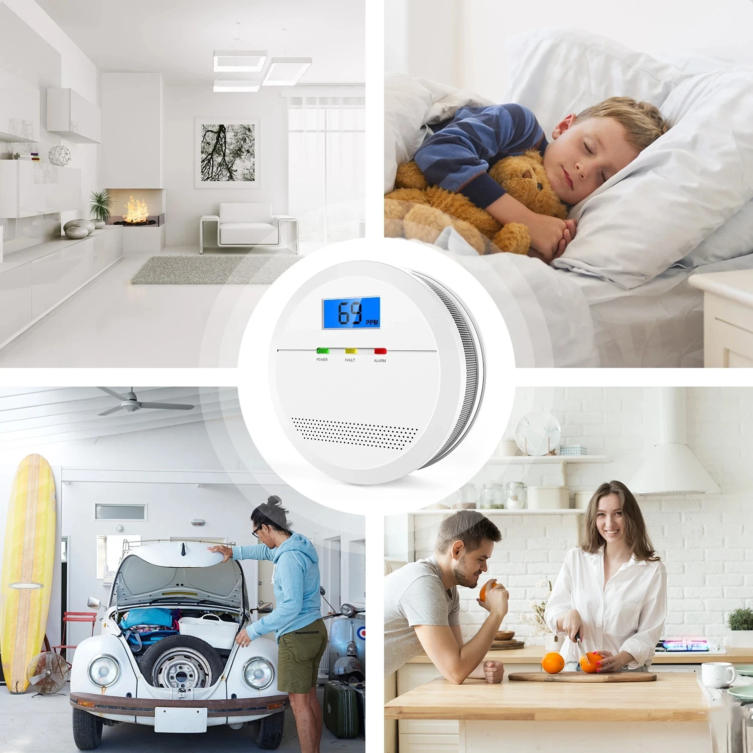 CPVAN Independent Wireless CO Alarm Sensor Carbon Monoxide Alarm Detector Warning LCD Display For Home Security Protection